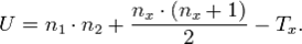 U=n_1\cdot n_2+\frac{n_x\cdot(n_x+1)}{2}-T_x.